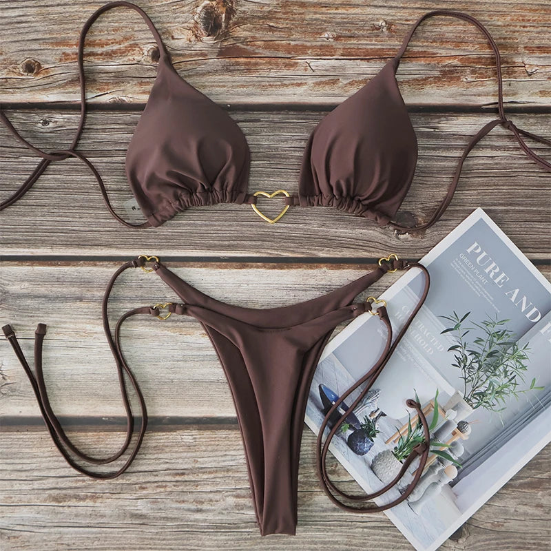 Sun-Kissed Halter Bikini Set – Brazilian High-Cut