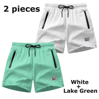 Men's Seersucker Swim Trunks with Mesh Liner