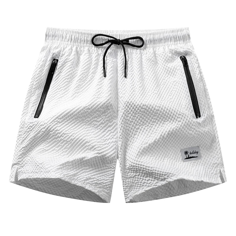 Men's Seersucker Swim Trunks with Mesh Liner