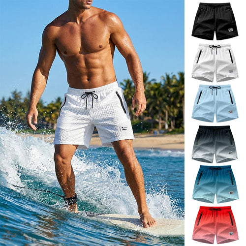 Men's Seersucker Swim Trunks with Mesh Liner