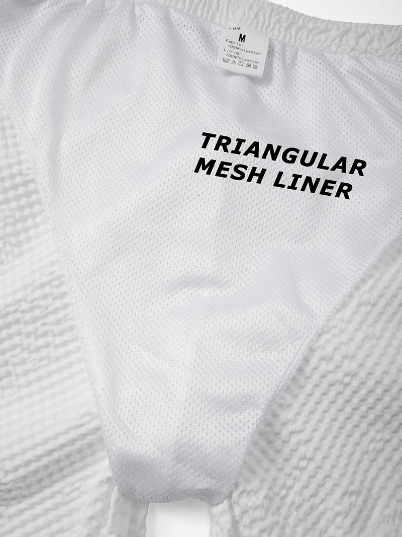 Men's Seersucker Swim Trunks with Mesh Liner