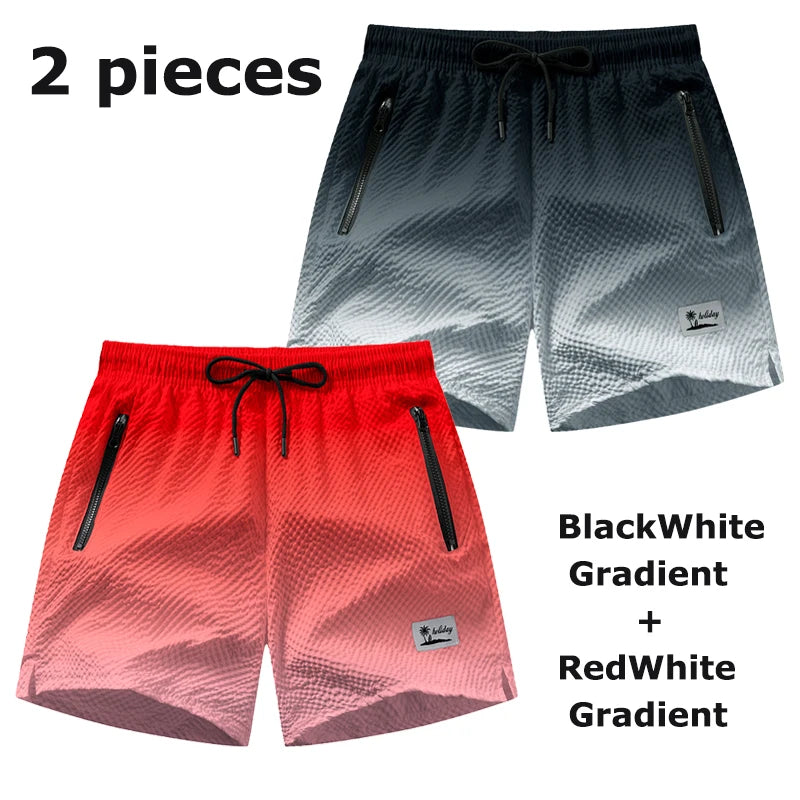 Men's Seersucker Swim Trunks with Mesh Liner