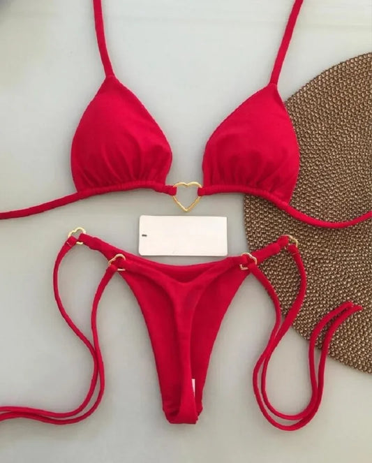 Sun-Kissed Halter Bikini Set – Brazilian High-Cut