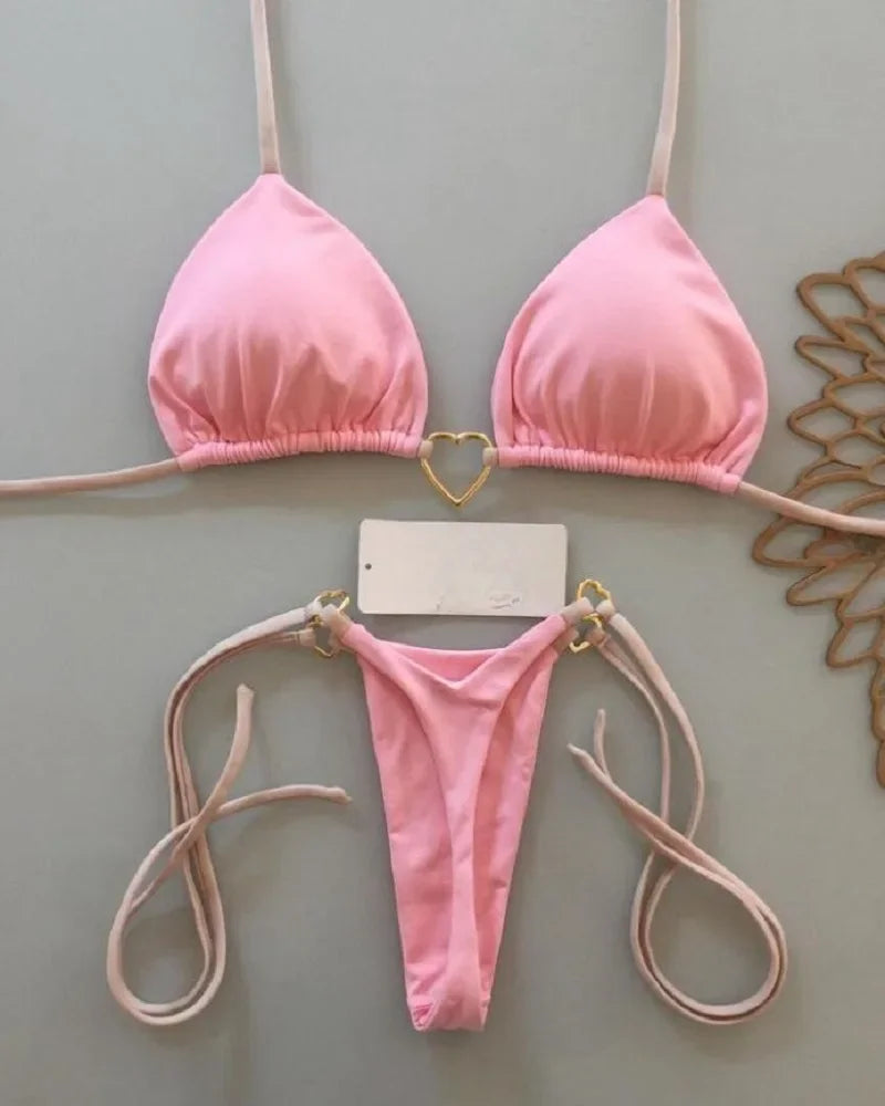 Sun-Kissed Halter Bikini Set – Brazilian High-Cut