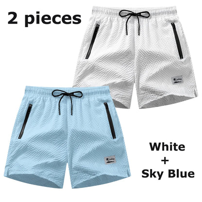 Men's Seersucker Swim Trunks with Mesh Liner