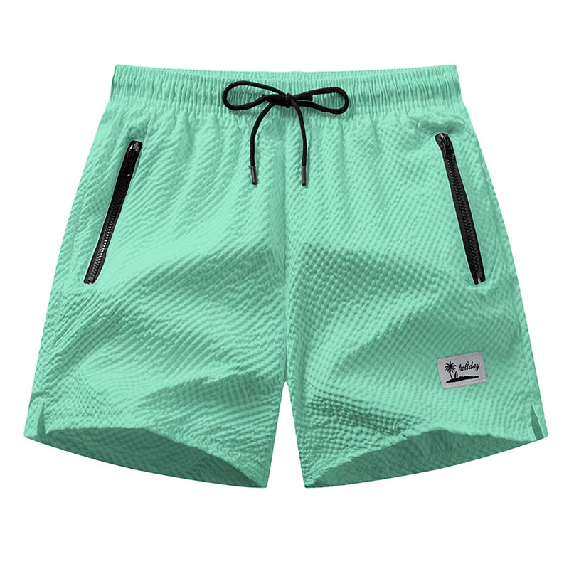 Men's Seersucker Swim Trunks with Mesh Liner