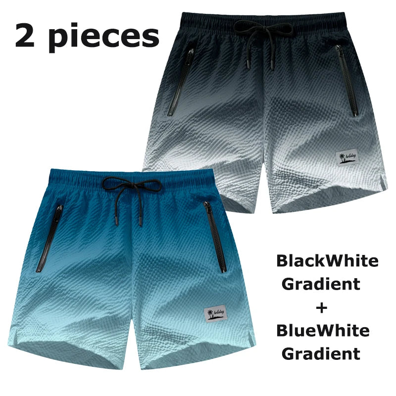 Men's Seersucker Swim Trunks with Mesh Liner